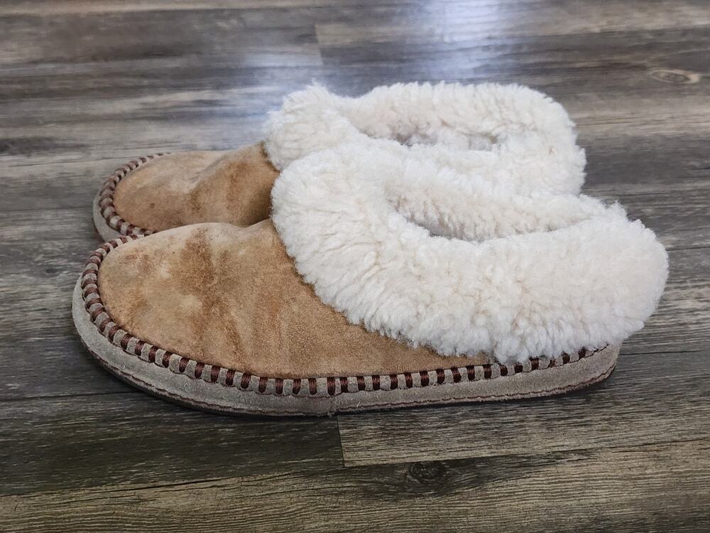 UGG Wrin Mule Slippers Women's 6 Brown Suede Sheepskin Lined Slide Comfort